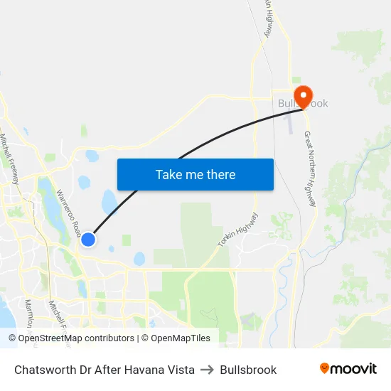Chatsworth Dr After Havana Vista to Bullsbrook map