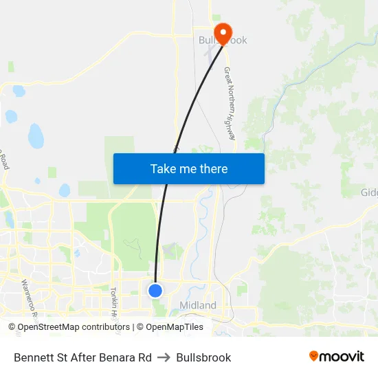 Bennett St After Benara Rd to Bullsbrook map
