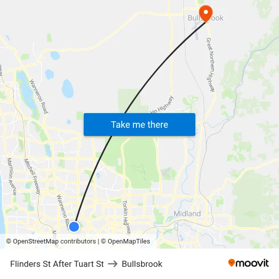 Flinders St After Tuart St to Bullsbrook map