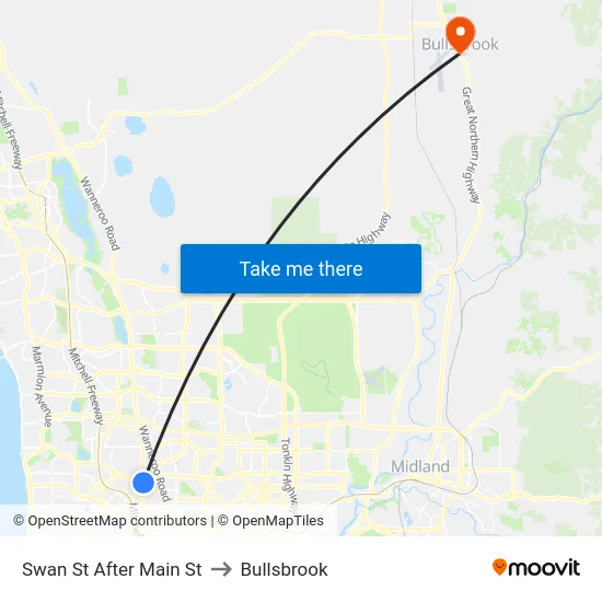 Swan St After Main St to Bullsbrook map