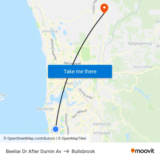 Beeliar Dr After Durnin Av to Bullsbrook map