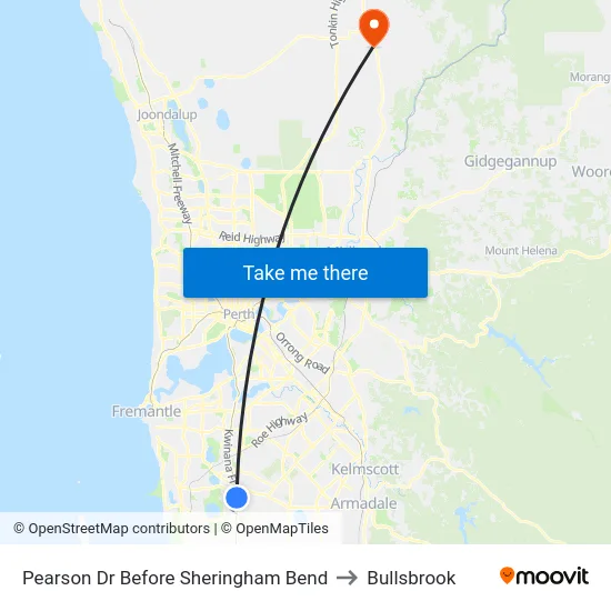 Pearson Dr Before Sheringham Bend to Bullsbrook map