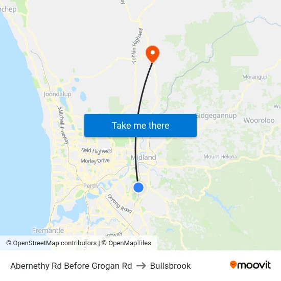 Abernethy Rd Before Grogan Rd to Bullsbrook map