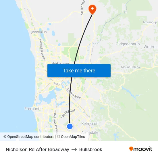 Nicholson Rd After Broadway to Bullsbrook map
