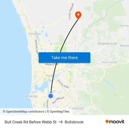 Bull Creek Rd Before Webb St to Bullsbrook map