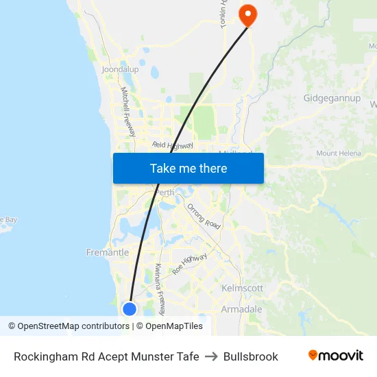 Rockingham Rd Acept Munster Tafe to Bullsbrook map