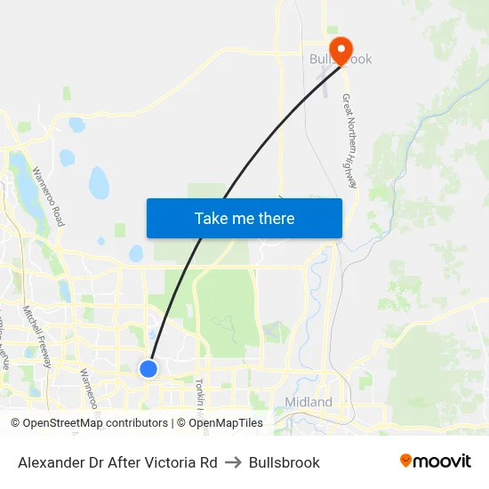 Alexander Dr After Victoria Rd to Bullsbrook map