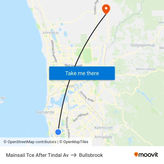Mainsail Tce After Tindal Av to Bullsbrook map