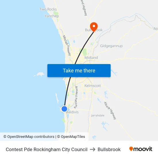 Contest Pde Rockingham City Council to Bullsbrook map