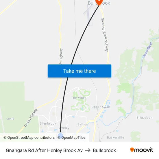 Gnangara Rd After Henley Brook Av to Bullsbrook map