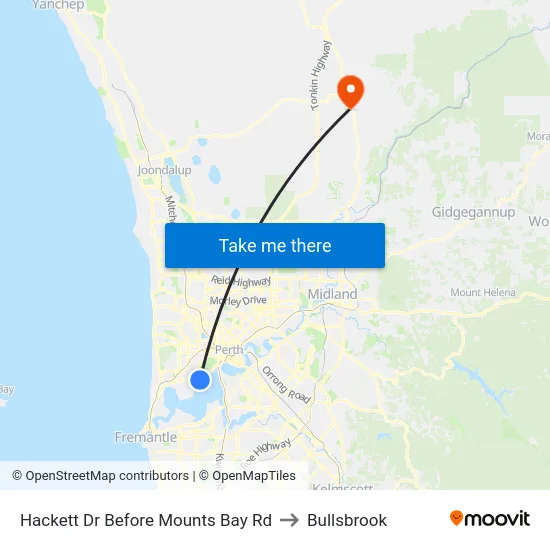 Hackett Dr Before Mounts Bay Rd to Bullsbrook map