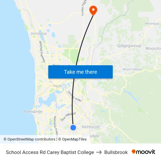 School Access Rd Carey Baptist College to Bullsbrook map