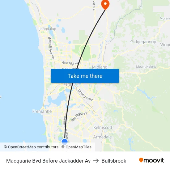 Macquarie Bvd Before Jackadder Av to Bullsbrook map