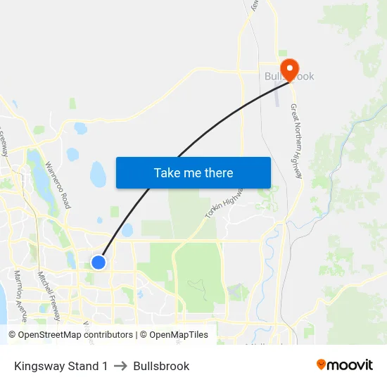 Kingsway   Stand 1 to Bullsbrook map