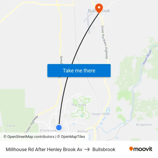 Millhouse Rd After Henley Brook Av to Bullsbrook map