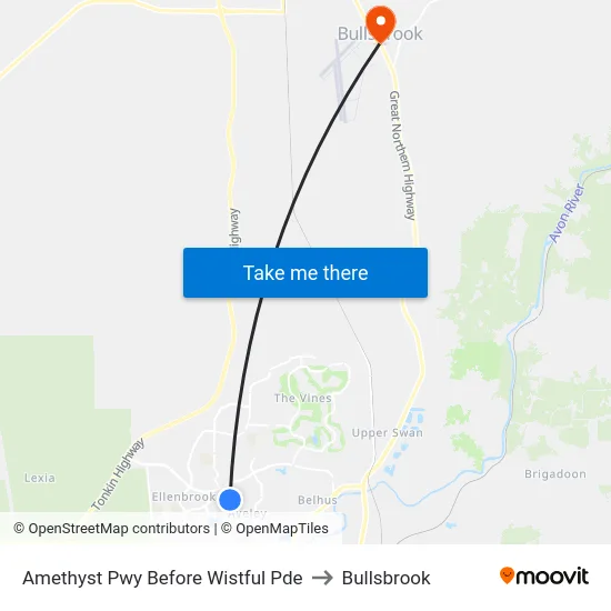 Amethyst Pwy Before Wistful Pde to Bullsbrook map