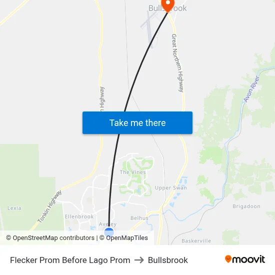 Flecker Prom Before Lago Prom to Bullsbrook map