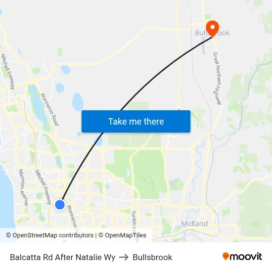 Balcatta Rd After Natalie Wy to Bullsbrook map