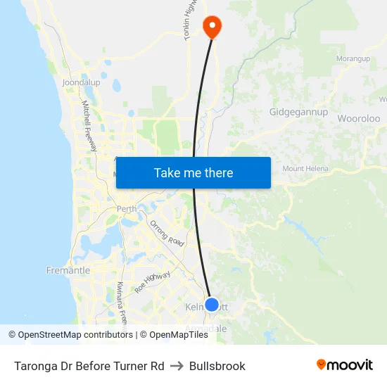 Taronga Dr Before Turner Rd to Bullsbrook map
