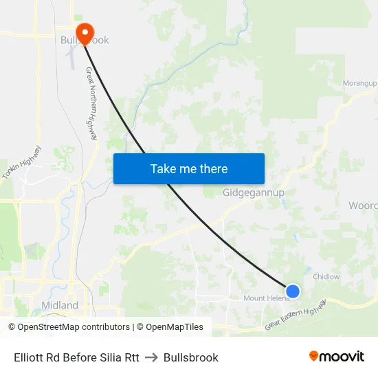 Elliott Rd Before Silia Rtt to Bullsbrook map
