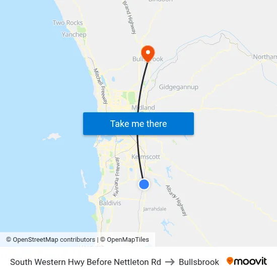 South Western Hwy Before Nettleton Rd to Bullsbrook map
