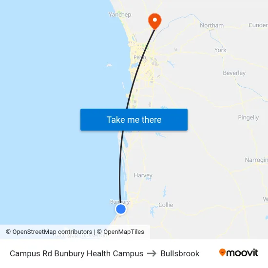 Campus Rd Bunbury Health Campus to Bullsbrook map