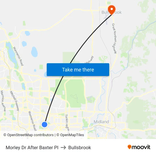 Morley Dr After Baxter Pl to Bullsbrook map