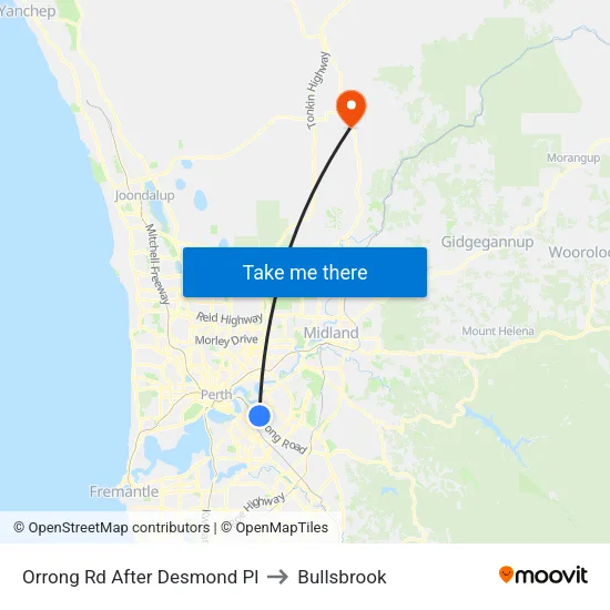 Orrong Rd After Desmond Pl to Bullsbrook map