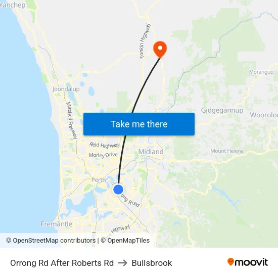 Orrong Rd After Roberts Rd to Bullsbrook map