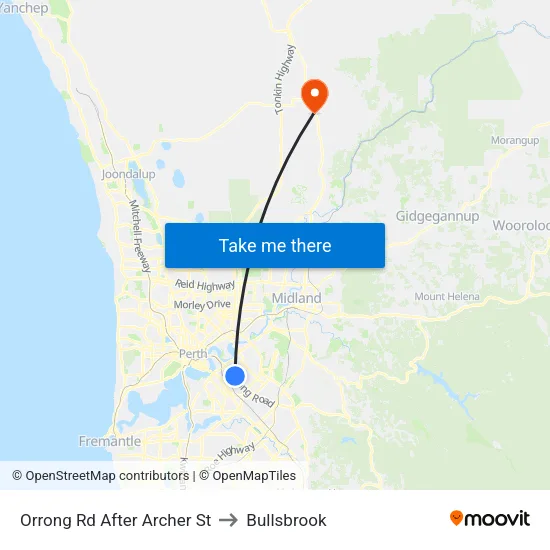 Orrong Rd After Archer St to Bullsbrook map