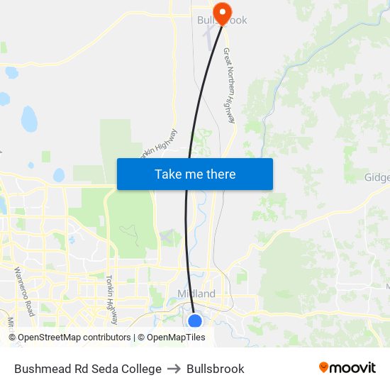 Bushmead Rd Seda College to Bullsbrook map