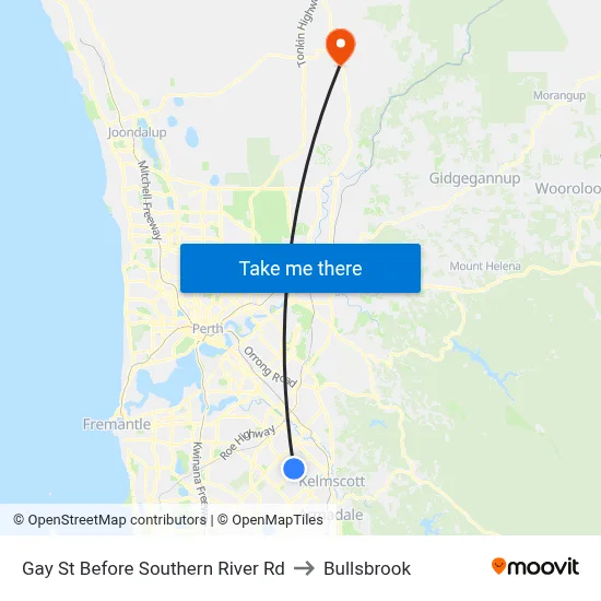 Gay St Before Southern River Rd to Bullsbrook map