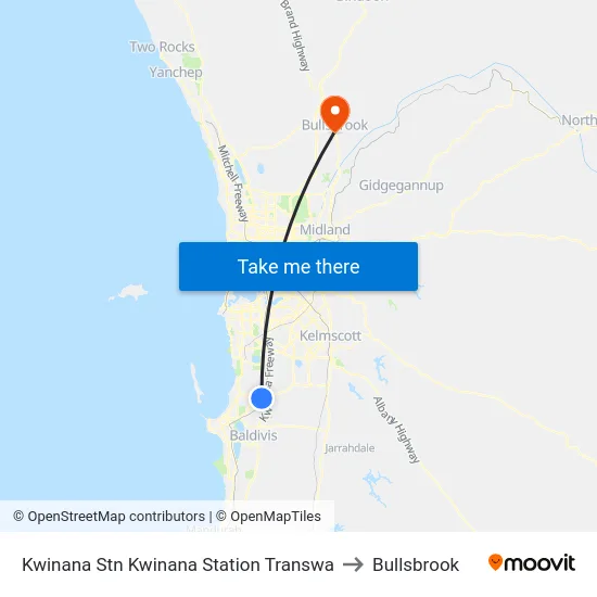 Kwinana Stn Kwinana Station Transwa to Bullsbrook map