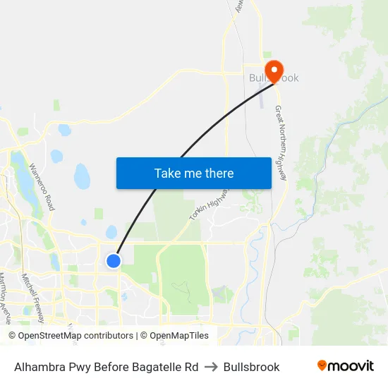 Alhambra Pwy Before Bagatelle Rd to Bullsbrook map