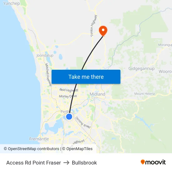 Access Rd Point Fraser to Bullsbrook map
