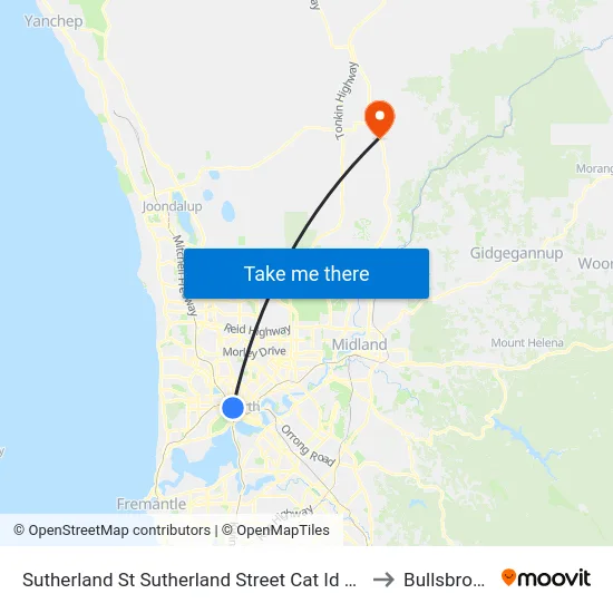 Sutherland St Sutherland Street Cat Id 40 to Bullsbrook map