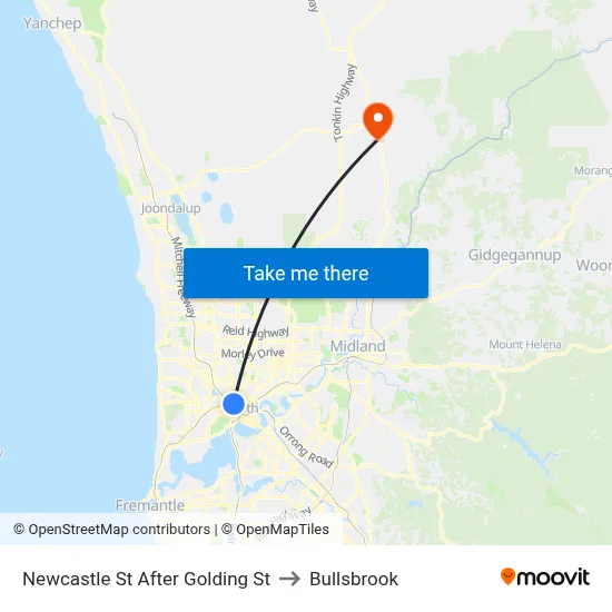 Newcastle St After Golding St to Bullsbrook map