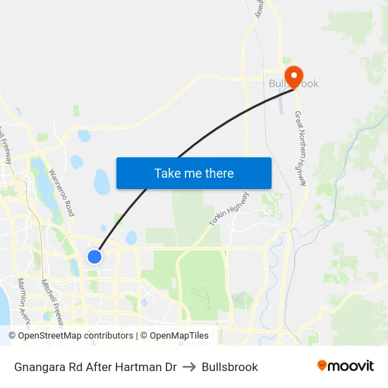 Gnangara Rd After Hartman Dr to Bullsbrook map