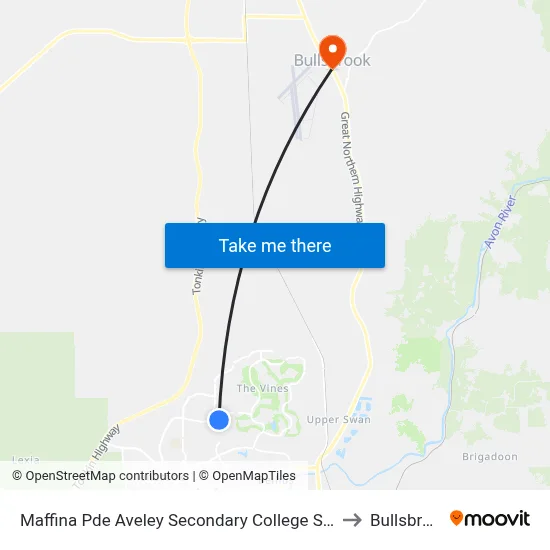 Maffina Pde Aveley Secondary College Stand 3 to Bullsbrook map
