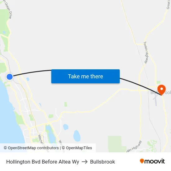 Hollington Bvd Before Altea Wy to Bullsbrook map