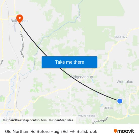 Old Northam Rd Before Haigh Rd to Bullsbrook map