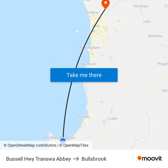 Bussell Hwy Transwa Abbey to Bullsbrook map