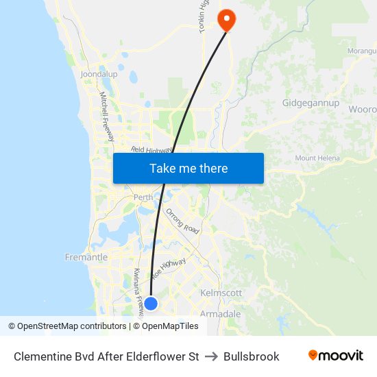 Clementine Bvd After Elderflower St to Bullsbrook map