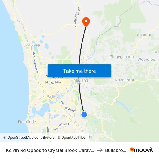 Kelvin Rd Opposite Crystal Brook Caravan to Bullsbrook map