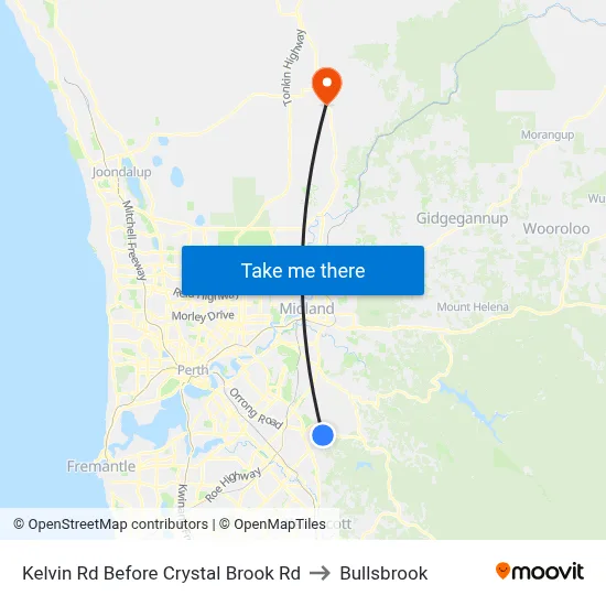 Kelvin Rd Before Crystal Brook Rd to Bullsbrook map