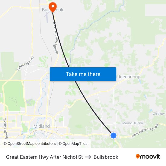 Great Eastern Hwy After Nichol St to Bullsbrook map