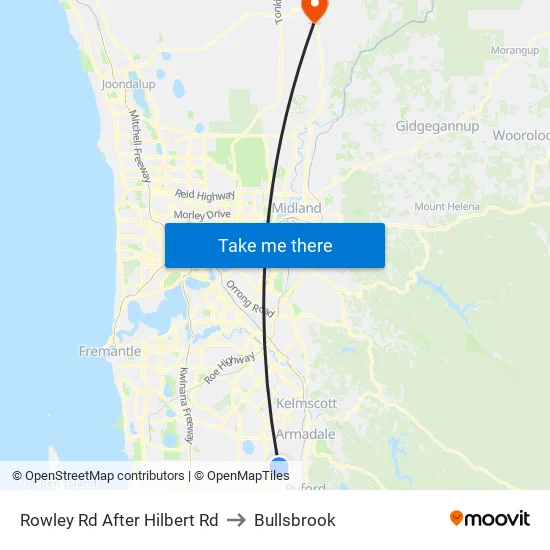 Rowley Rd After Hilbert Rd to Bullsbrook map