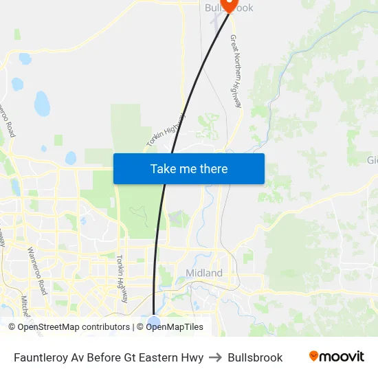 Fauntleroy Av Before Gt Eastern Hwy to Bullsbrook map