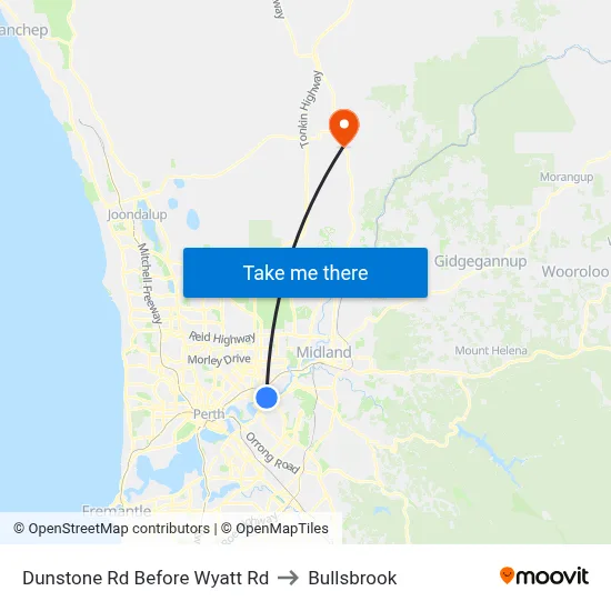 Dunstone Rd Before Wyatt Rd to Bullsbrook map
