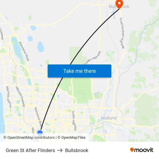 Green St After Flinders to Bullsbrook map